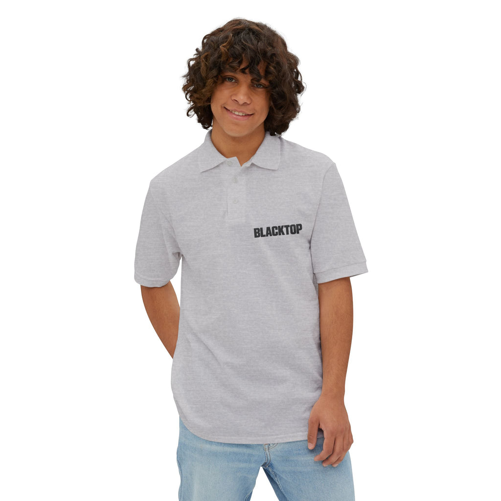 Blacktop Minimal Logo Polo — Men's White Piqué Golf Shirt