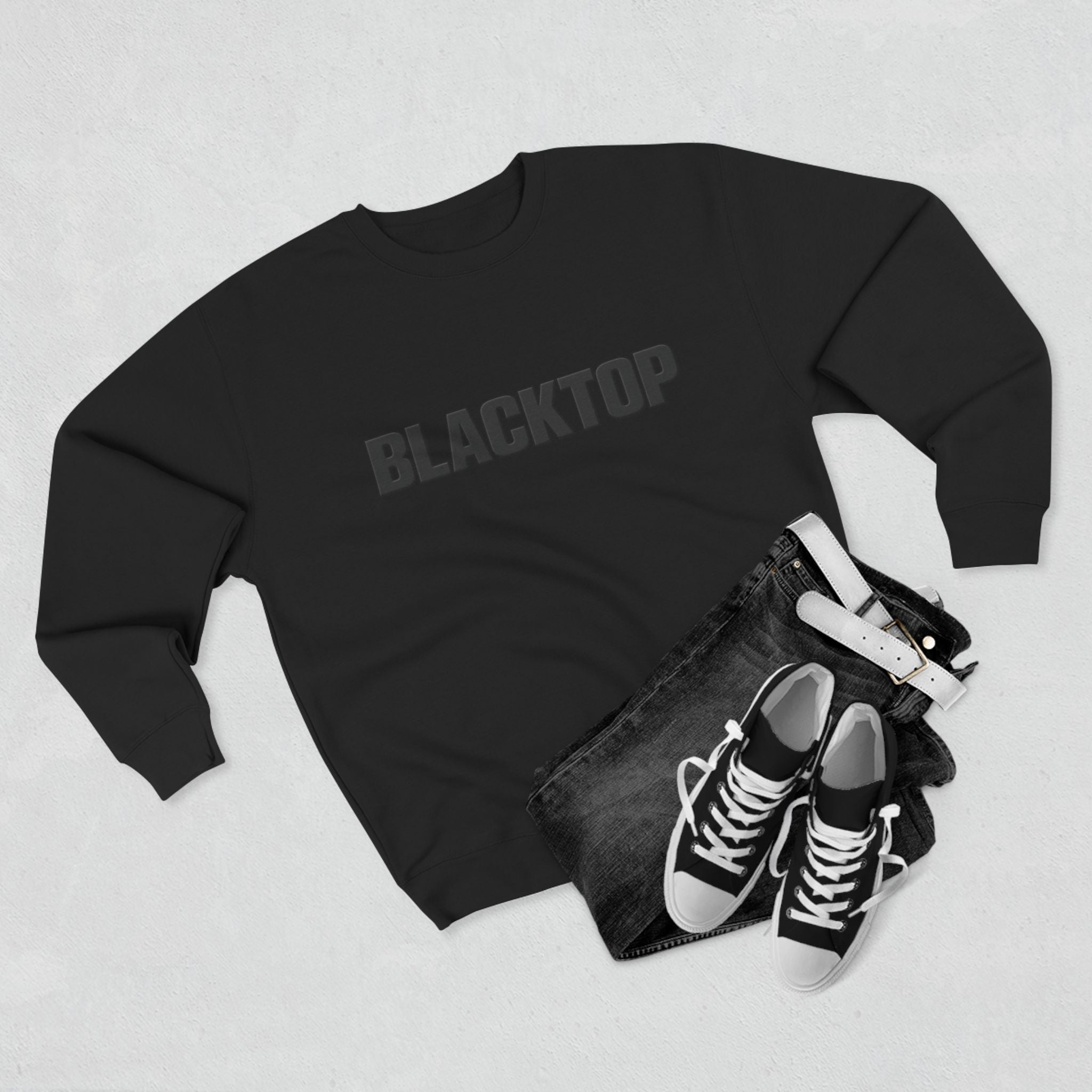 Blacktop Crewneck Sweatshirt — Bold Logo Streetwear Pullover
