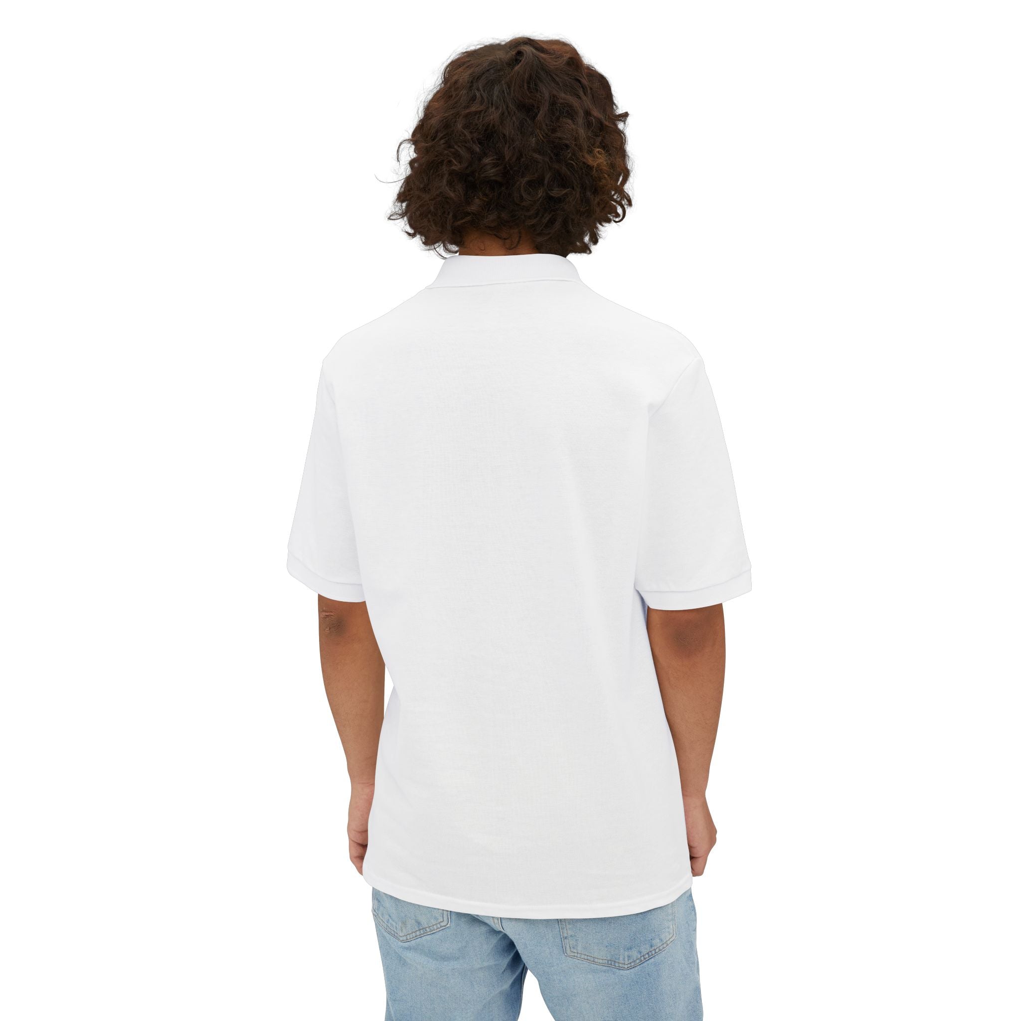 Blacktop Minimal Logo Polo — Men's White Piqué Golf Shirt