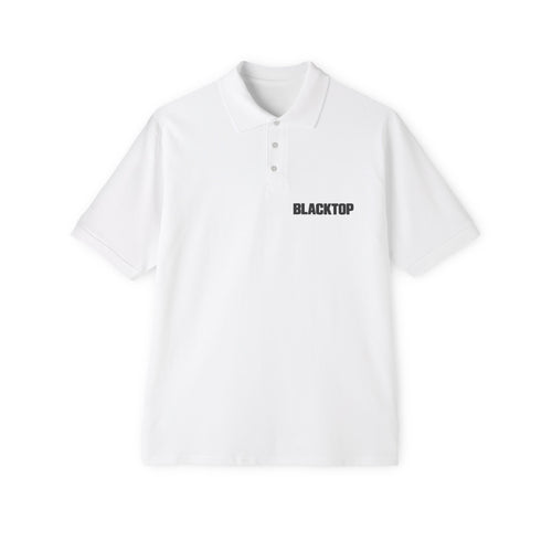 Blacktop Minimal Logo Polo — Men's White Piqué Golf Shirt